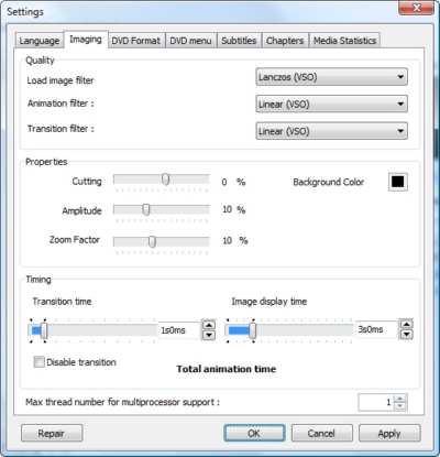 imaging settings